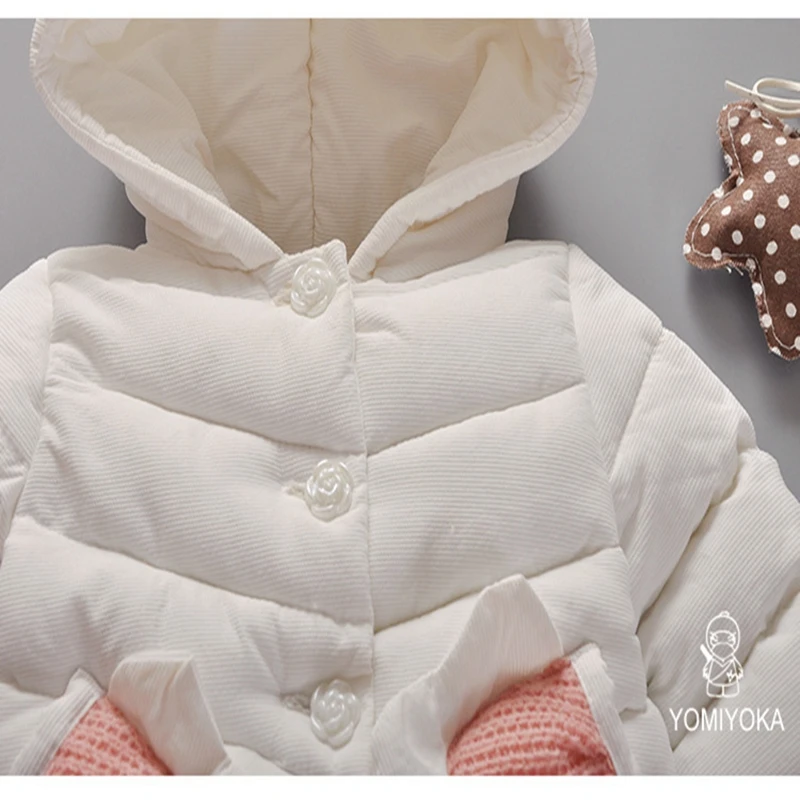Baby girl Coat In Winter Leisure style Hat the tail flower  Sunflower knit pocket cotton-padded jacket for Kids Children (12)