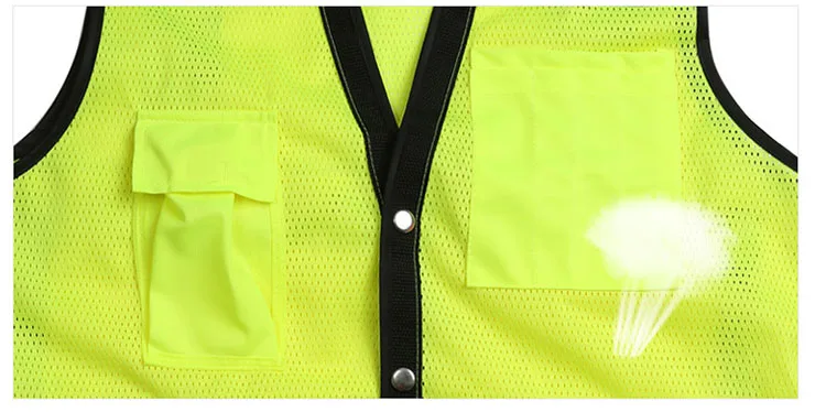 CCGK Reflective Vest High Visibility Safety Clothing Multi pockets Mesh Breathable Fluorescent Clothes Outdoor Workwear Sporting (11)