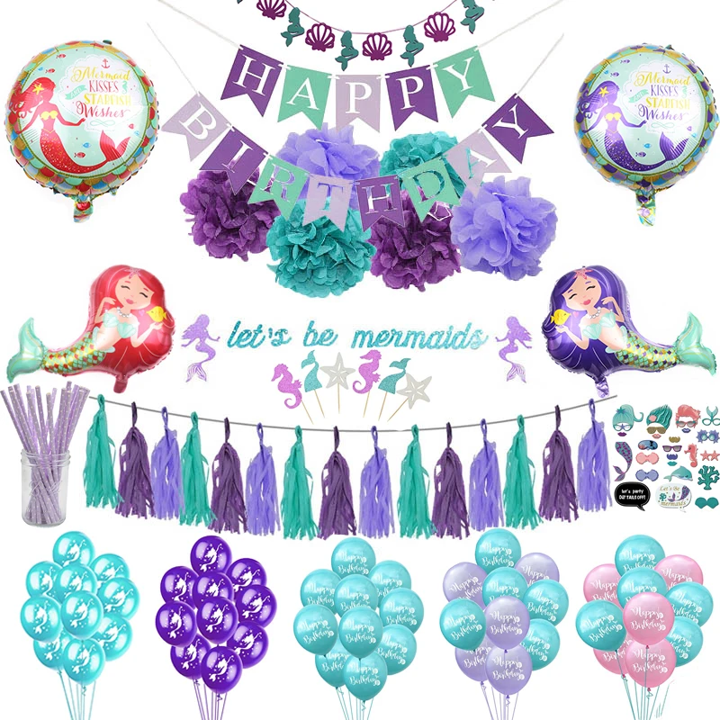 Little Mermaid Party Decoration Supplies Mermaid Balloons Banners