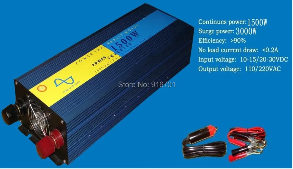 

digital display 1500W Pure Sine Wave Power Inverter DC12V/24V to AC110V/220V 50hz/60hz