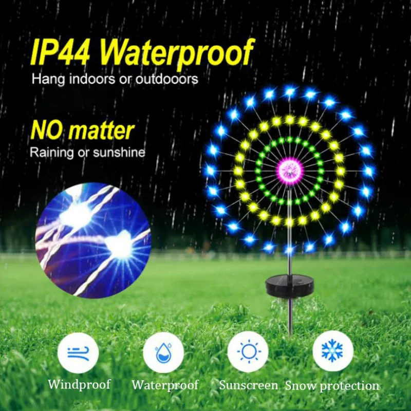 

Solar Dandelion Lamp String Multi-function Light Control Induction Plug Christmas Fireworks Decoration Lamp ABS Stainless Steel