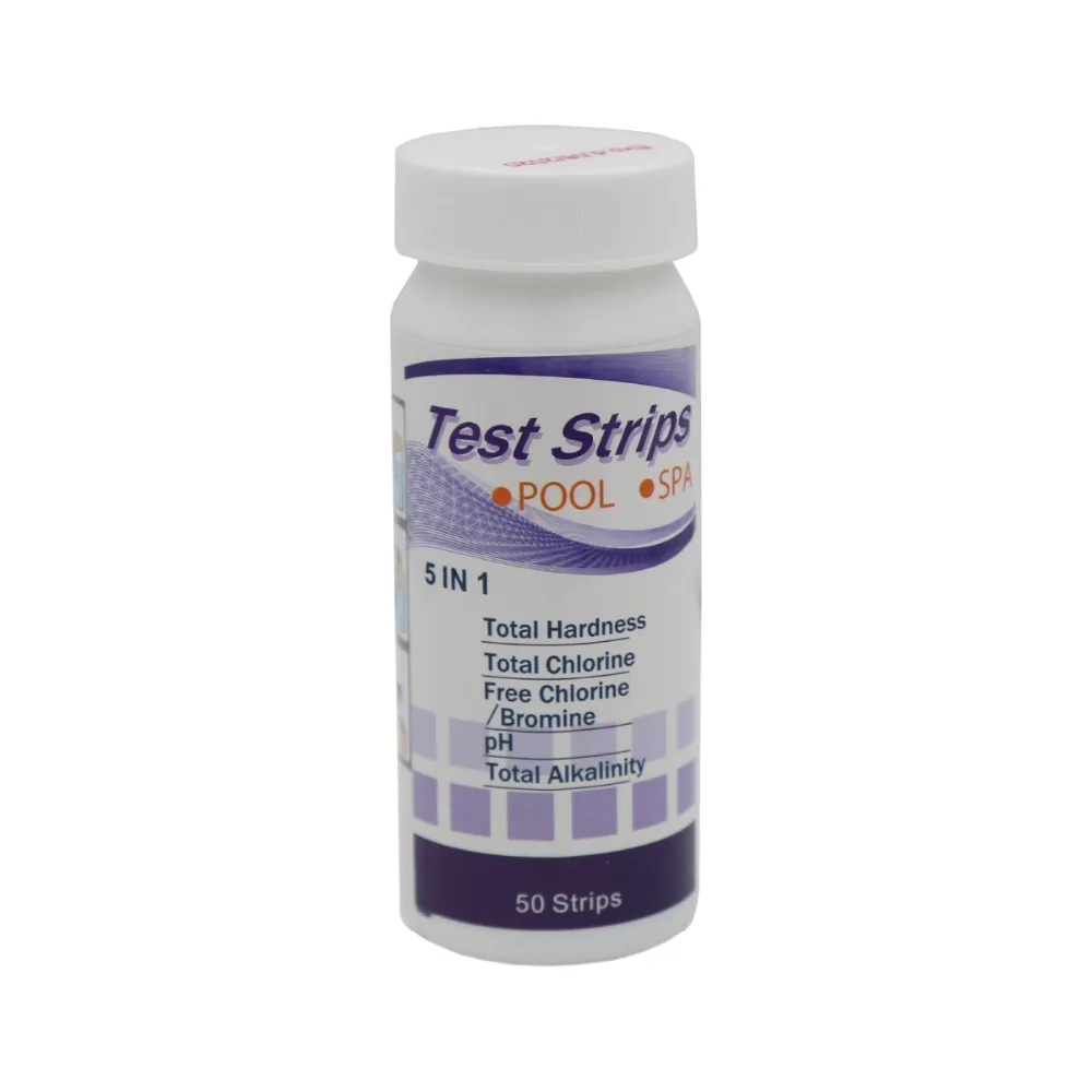 

5 in 1 Pool Test Strips, total hardness Free Chlorine Bromine total Chlorine Total Alkalinity PH Testing for Swimming Pools 30%