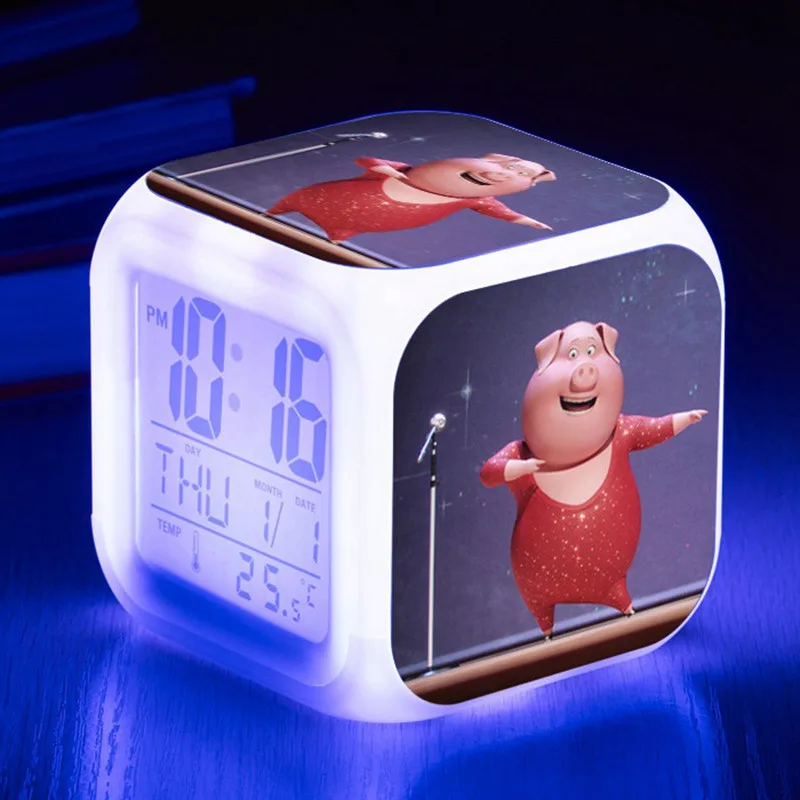 Америка мультфильм Пойте светодиодный Будильник Повтор ночное освещение часы Дата термометр настольные часы цифровой reloj despertador - Цвет: 03