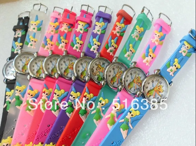 

10pcs Tinkerbell 3D Cartoon Silicone Wrist Watch Watches For Kids Children Girls Boy Fashion Casual watch Montres kol saati
