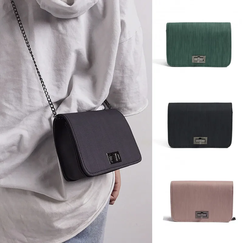 حار بيع 1 قطعة سلسلة نسائية Crossbody أكياس صغيرة أنيقة حقيبة كتف الأخضر الداكن بو محكم مشبك KA-BEST