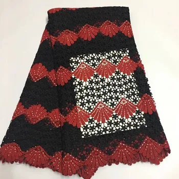 

red and black Water soluble Guipure lace Double Embroidery Flower style French Cord net lace Sewing Clothes for women -J5