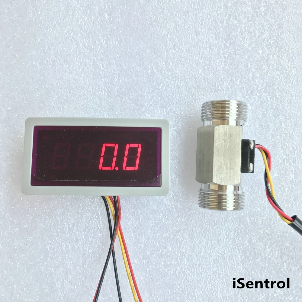 US208MT +USS HS43TB 2 45L/min flow sensor Flow Meter Totalizer and Alarmer Flow Rate Display for