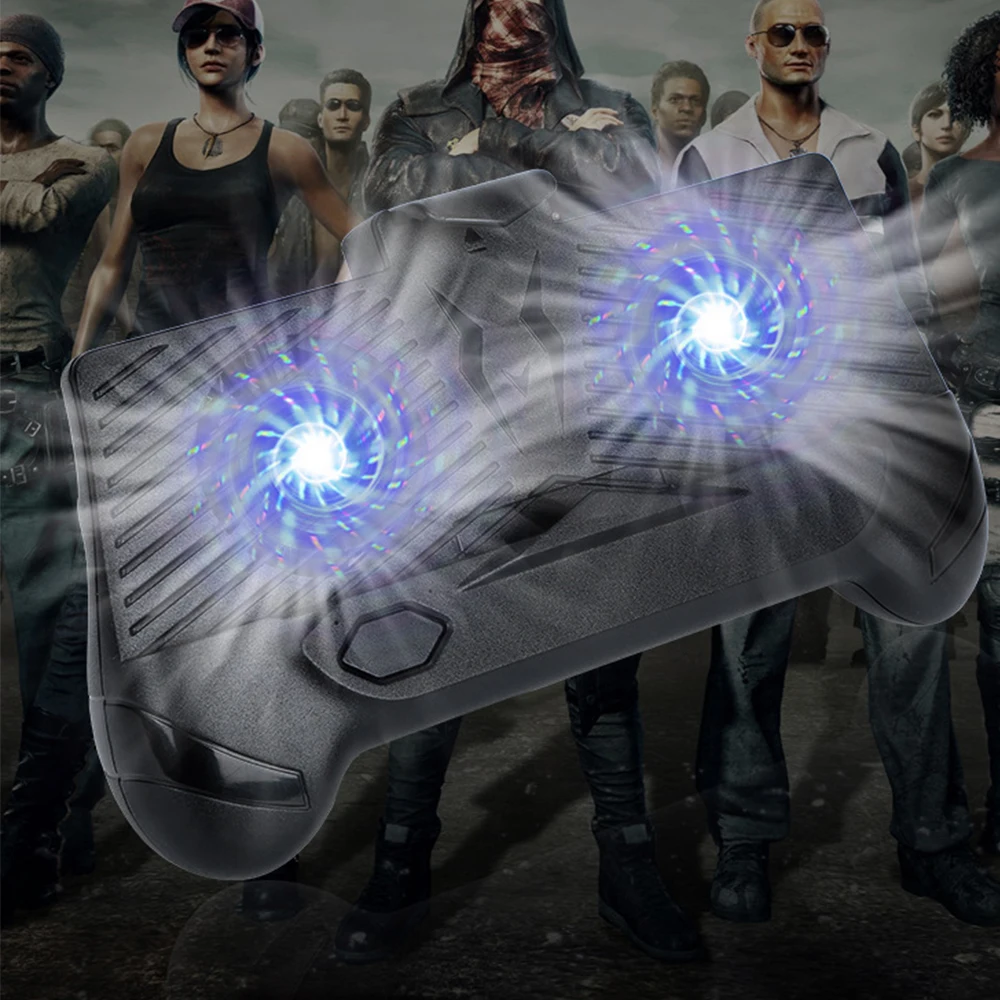 

Mobile PUBG Gamepad Trigger L1 R1 Controller with Cooler Cooling Fan Holder Stand and 1800 mAh Power Bank for 4-7 inch Phones