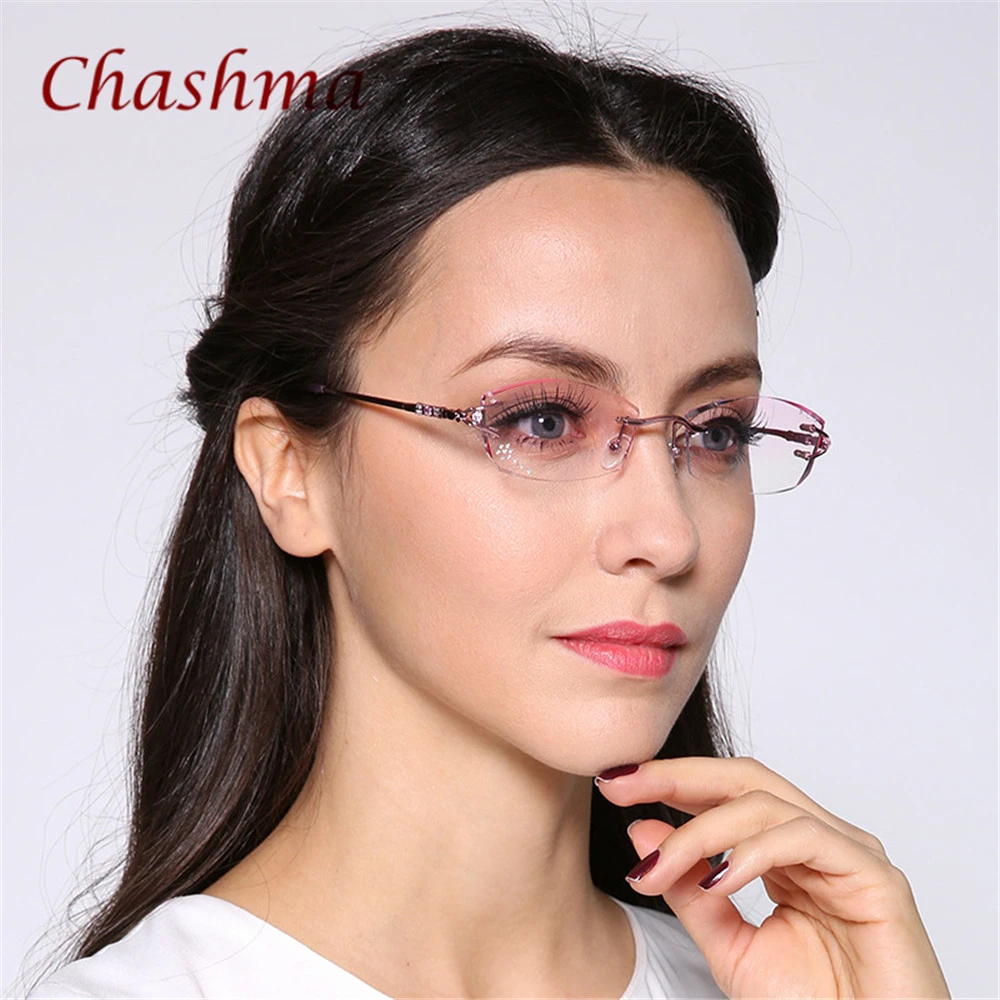 Chashma Brand Titanium Fashionable Famale Fashion Eyeglasses Rimless