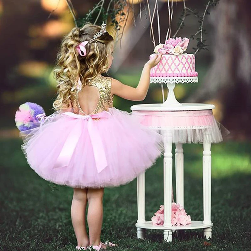 Детское платье принцессы с блестками для маленьких девочек вечерние платья-пачки из тюля с открытой спиной фиолетовое бальное платье, торжественные платья