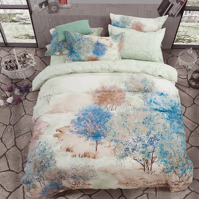 2017 جديد شجرة الفراش مجموعة المفرش يحدد المنسوجات المنزلية ملاءات السرير القطن حاف الغطاء شقة بالغين نوم السرير مجموعة juegos