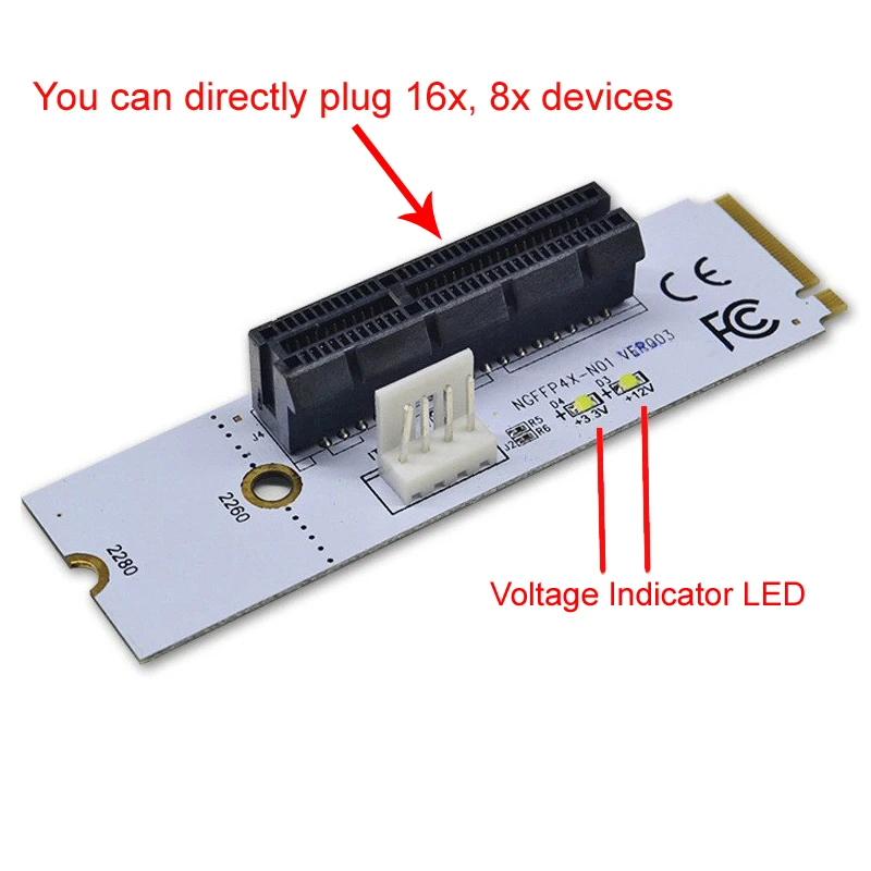 NGFF M.2 ключ м для PCI-E 1X 4X 8X 16X Riser Card ETH и т. д. Графика карты добыча слот адаптер с светодиодный для BTC LTC машина майнера