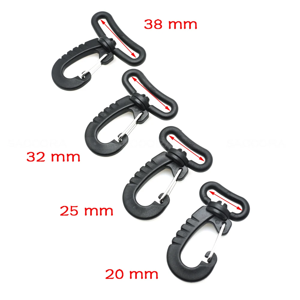 Black Color Plastic Swivel Snap Hook for Keychain Backpack Buckle Belt