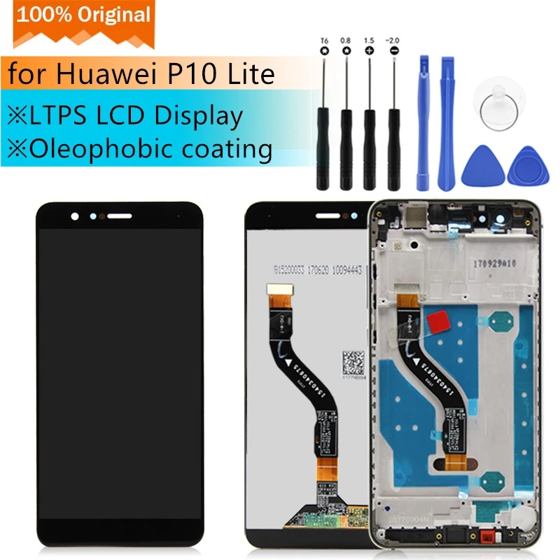 Black Color : Gold Mobile Phone LCD Screen Replacement for Huawei P10 Lite//Nova Lite LCD Screen and Digitizer Full Assembly with Frame