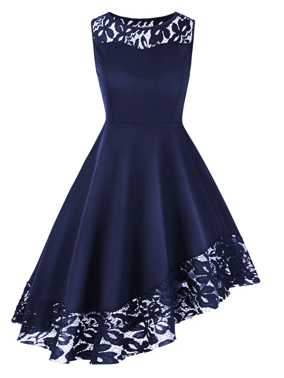 

Wipalo Plus Size Dress Women Lace Hem Sleeveless A Line Dress Knee-Length Black Elegant Party Dress 5XL Sexy Vestidos Femme 2019