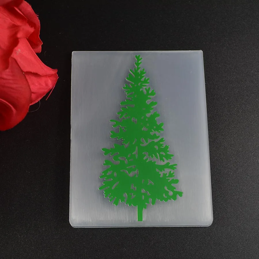 Christmas tree plastic embossing folder for card making stationary paper crafts stencil cutting die background | Дом и сад