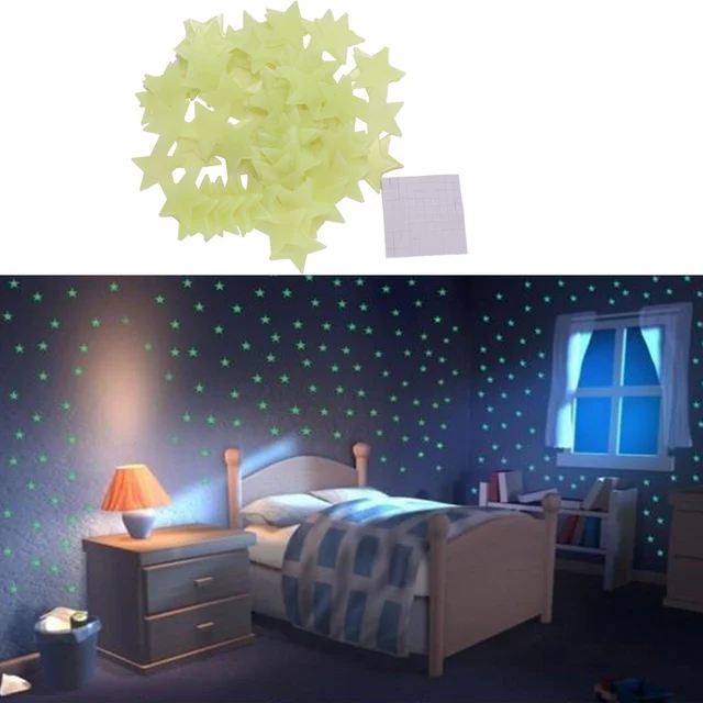 100pcs 3d stars glow in the dark wall stickers luminous fluorescent