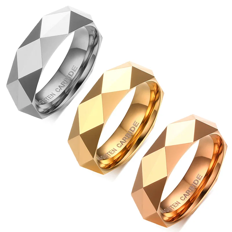 

Tungsten Carbide Men Rings Rose Gold Silver Simple Classics Cutting Polished Finish for Male Boyfriend Jewelry Gift Wholesale