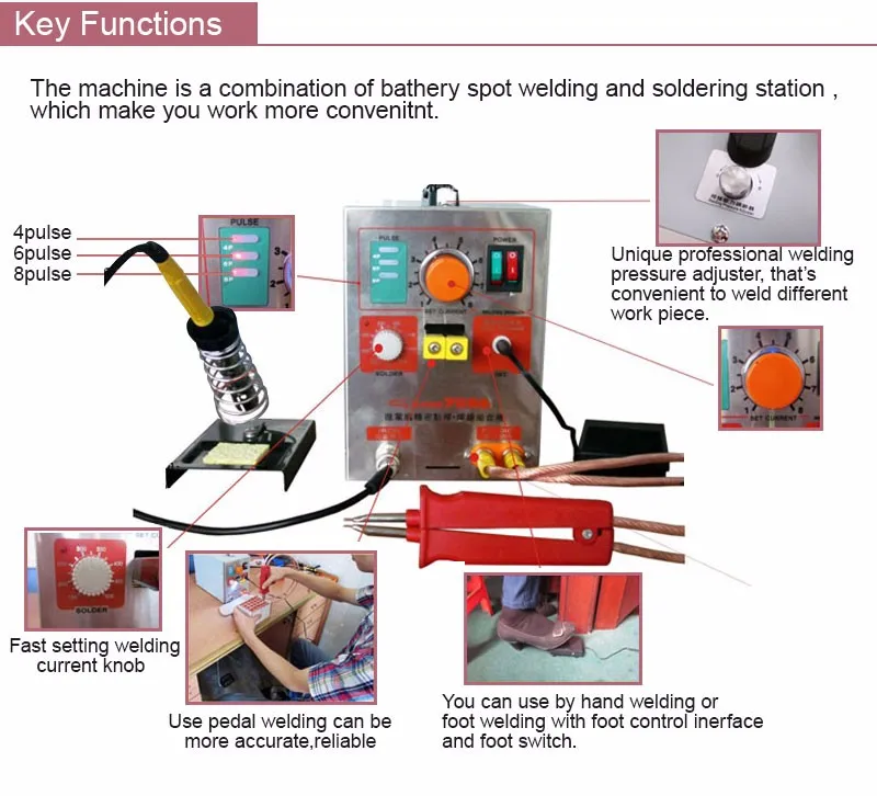 SUNKKO 709A 1,9 кВт точечная сварочная машина+ универсальная сварочная ручка для телефона 18650 л