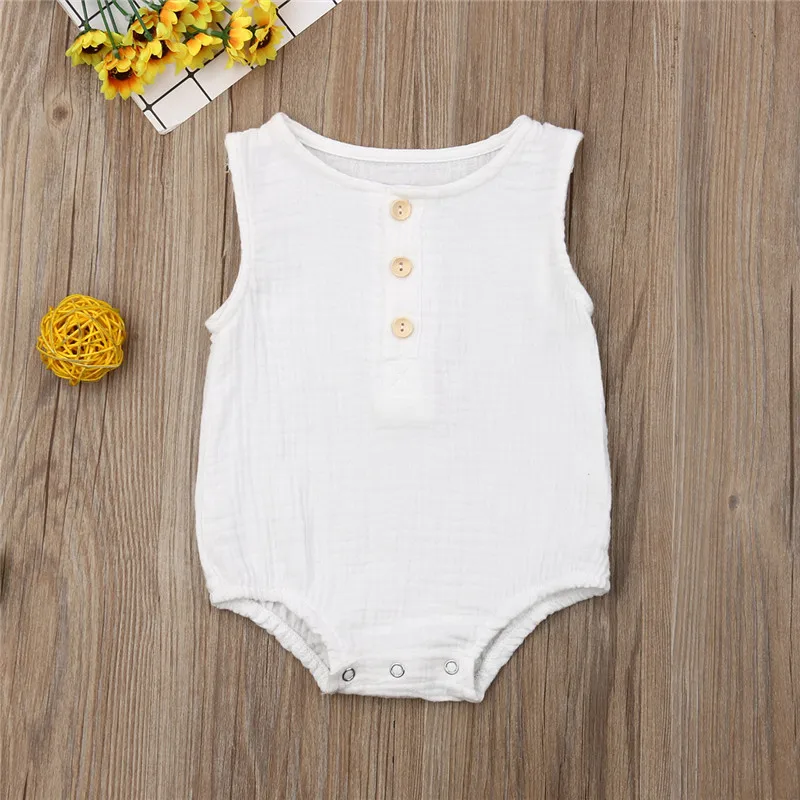 carters baby bodysuits	 Baby Boys Romper Summer Infant Unisex Newborn Button Sleeveless Girls Solid One-pieces Jumpsuit Baby Cotton Linen Clothes Outfit Cotton baby suit Baby Rompers