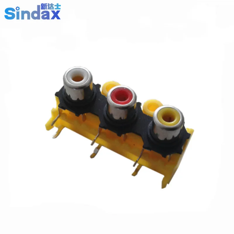 

AV Core Socket RCA Copper 3 Hole Socket AV Audio And Video Panel AV3-8.4-14 Connector 1PCS