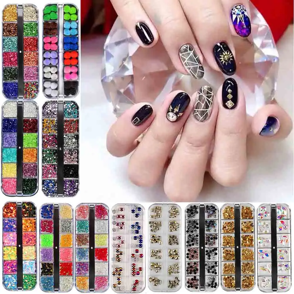 1 Box 3D Fashion Nail Art Decoration Diamond Crafts Nail Decor Supplies
