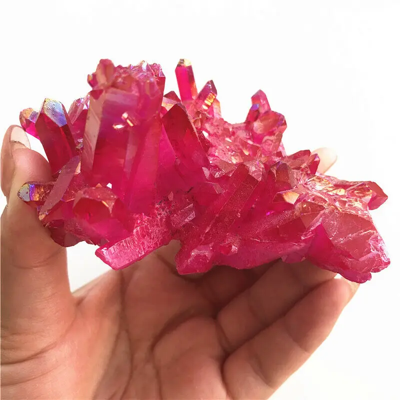 

Rare Titanium Rainbow Aura Quartz Crystal Cluster Specimen Healing Decoration Natural Stones and Minerals