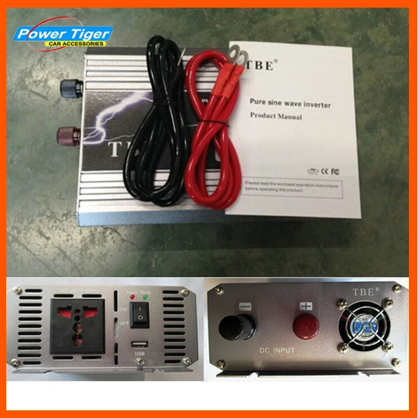 

High Power TBE Auto Car Pure Sine Wave Power Inverter 1000W DC12V 24V 48V to AC 110V 220V with Power Cord Adapter
