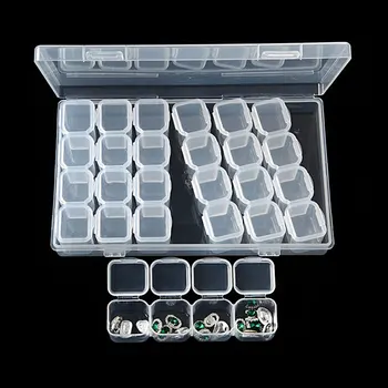 

HOT 28 Grids Empty Nail Art Decoration Storage Nail Glitter Case Rhinestone Crystal Bead Box Nail Accessories Container Tool
