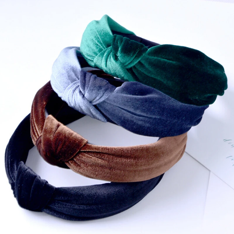 Velvet Headwrap Hair Band Hoop Vintage Velvet Women Twist Bow Knot Cross Tie Headband Hairband Headwear Hair Accessories