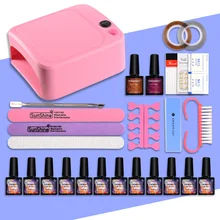 Набор для маникюра Гель-лак для ногтей Набор 36 Вт УФ-лампа 12 шт. Полировка Для ногтей Арт Набор все для набор инструментов для маникюра Комплект гель-лака