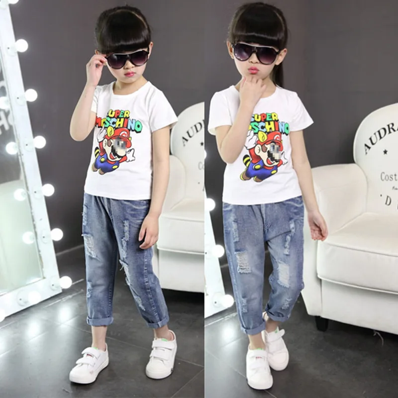 

Fashion Brand Spring Girls Jeans Summer Hole Casual Pants for Girl pencil Denim pants Lovely Long Trousers for daughter clothes