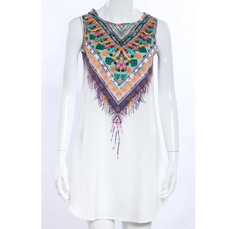 Женское винтажное платье без рукавов черное повседневное белое с цветочным