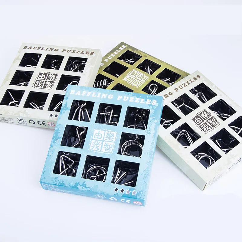 Metal Ring Puzzle Magic Trick Game 9pcs/set Metal Intelligence Solution Ring Unbuckle Brain Teaser Kids Creative Toy Logic Game Metal Ring Puzzle Magic Trick Game 9pcs/set Metal Intelligence Solution Ring Unbuckle Brain Teaser Kids Creative Toy Logic Game