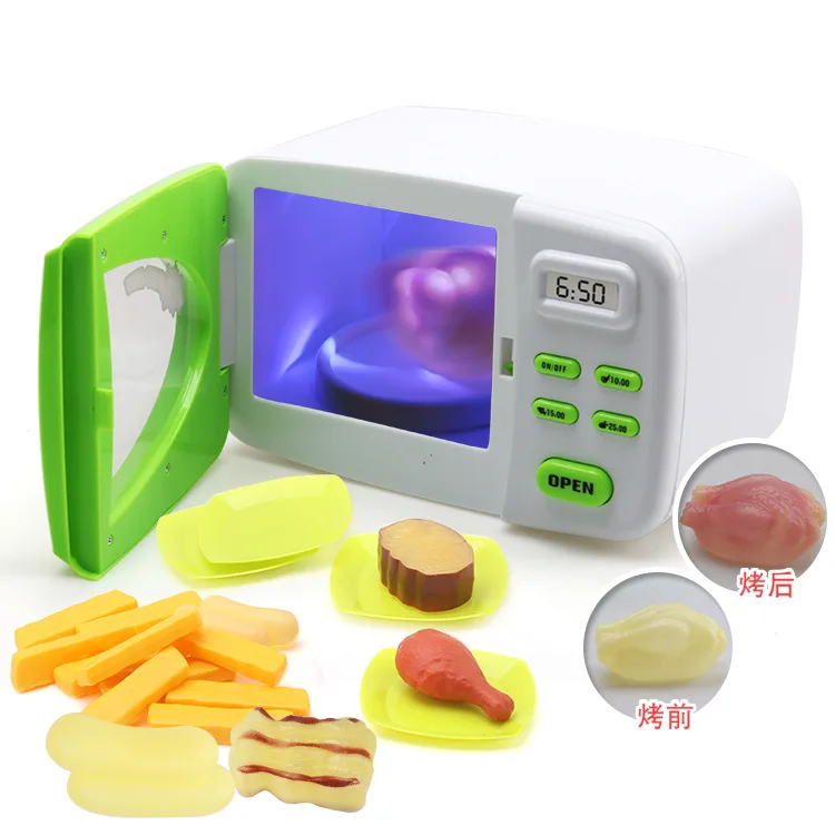 

Simulation Cooking Sound Microwave Toys Electric Lights Kitchen Foods Change Color Girl's Kitchen Set Play Indoor Game Kid Toys