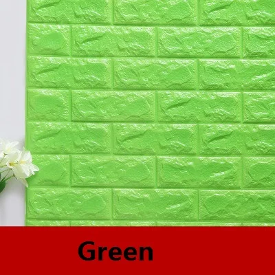 DIY самоклеющиеся 3D наклейки на стену s Декор для спальни пенопластовый кирпич декор комнаты обои настенный Декор Гостиная Наклейка на стену для детской комнаты - Цвет: Green