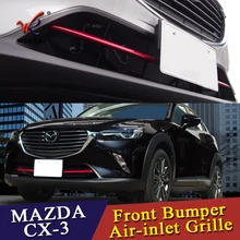 ABS Хромированная Автомобильная передняя отделка решетки для Mazda CX-3 передний бампер воздушная Входная решетка 2 шт./партия