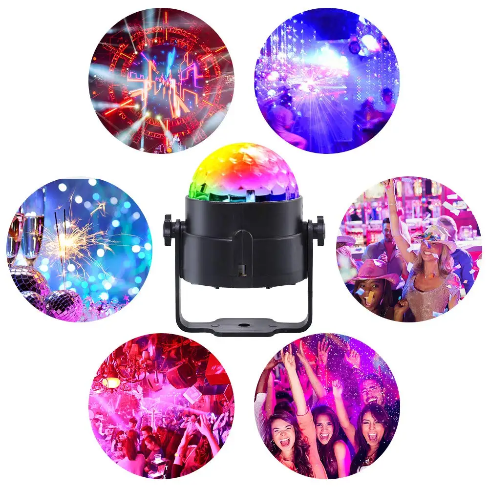 Mini Led Stage Lights Disco Ball Light  Sound Activated Led Party Lights 6 Colors Remote Control Home Entertainment D30
