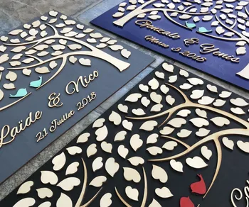 

3D Wooden Personalized Wedding Guest Book Alternative Unique Tree Wedding Guestbook,Custom Name Sign Book,Rustic Wedding Decor