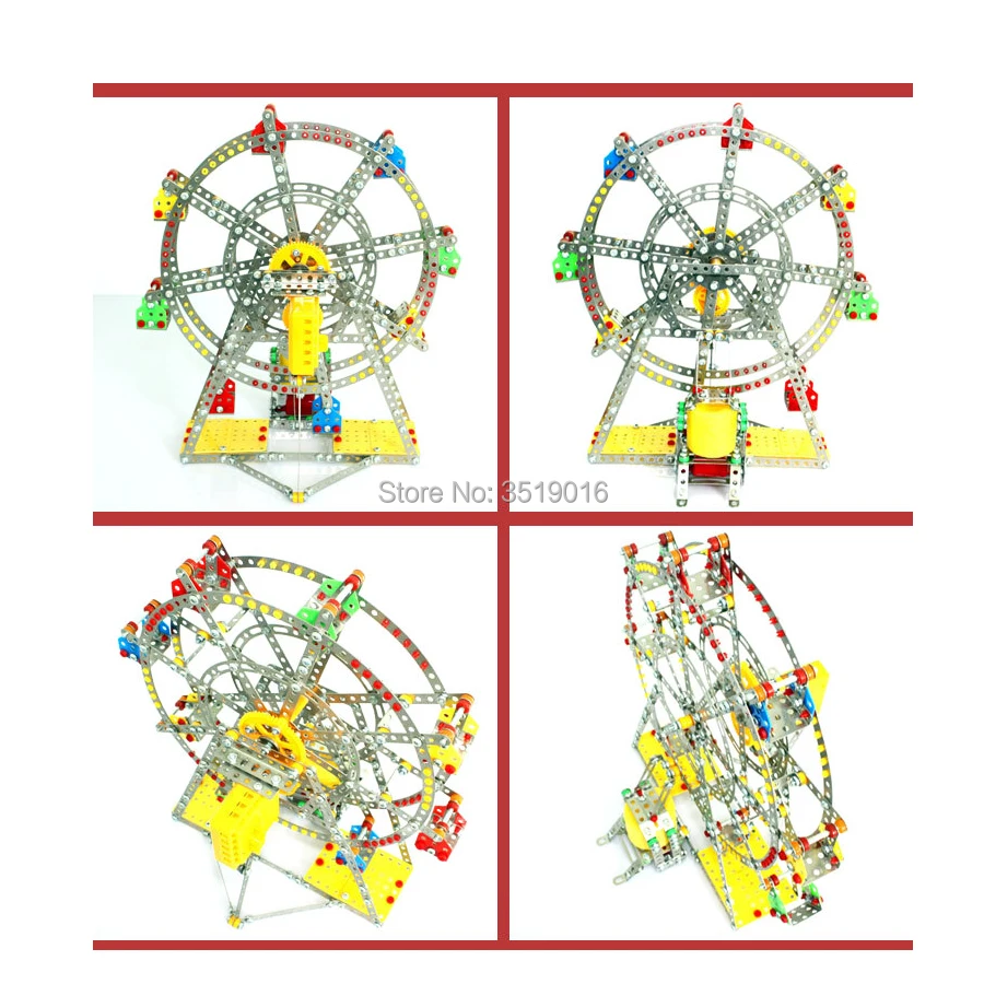 3D Сборка колесо обозрения строительные головоломки металлические модели наборы с металлическими балками и винтами огни и музыка строительство игровой набор