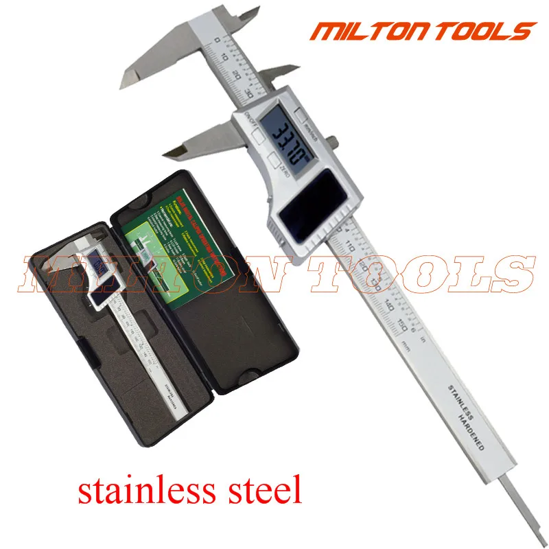 

Top quality! 0-150mm 6inch Solar Digital Caliper Stainless steel solar energy vernier caliper can work without battery