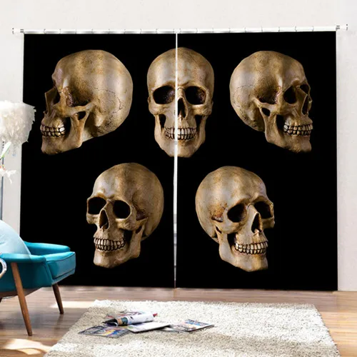Мультяшные оконные шторы с черепом, тонкие для гостиной, спальни, декоративные кухонные шторы, драпировки, индивидуальные - Цвет: skull