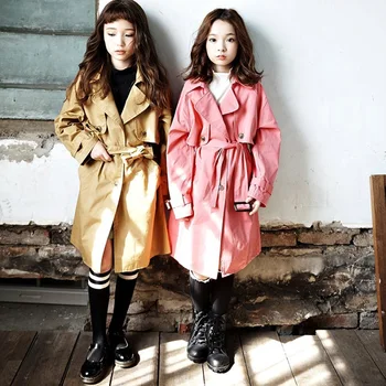 

Autumn Boys Girls Jackets Solid Detachable Hood Windbreaker Coat Trench Fashion Spring Autumn Girl Jacket