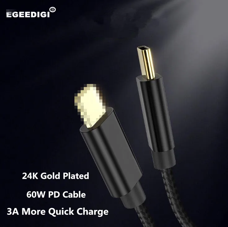 Egeedigi 60W PD Fast Charging USB Cable For iPhone X Xs Max 8Plus 8Pin To USB