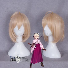 Fate/stay night Fate Grand Order Souzi Okita парик косплей золотой парик косплей Хэллоуин карнавальный парик