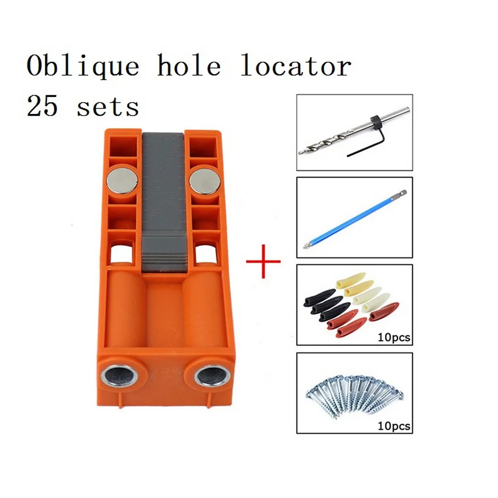 

Woodworking Oblique Hole Locator Set Drill Bits Pocket Hole Jig Drill Guide Kit Hole Puncher Positioner Tools