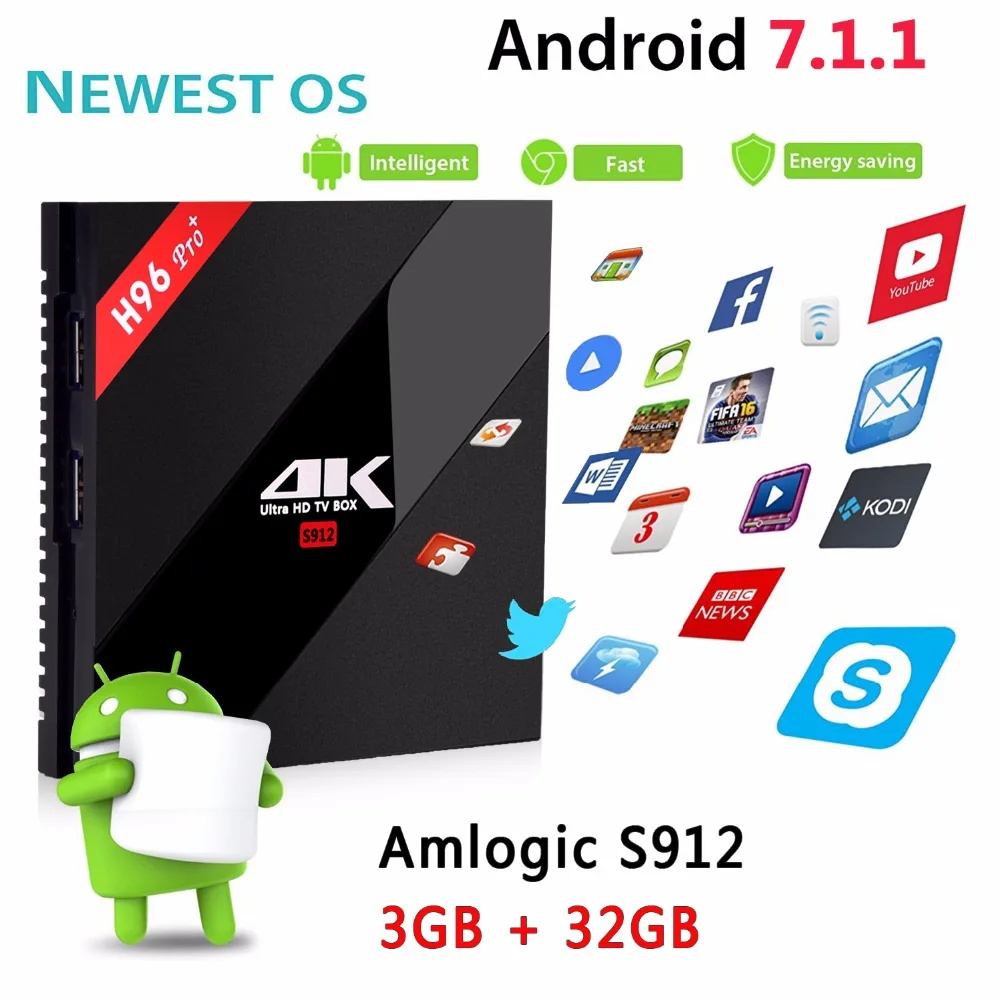 H96PRO+ android7.1 s912 3gb 32gb double wifi