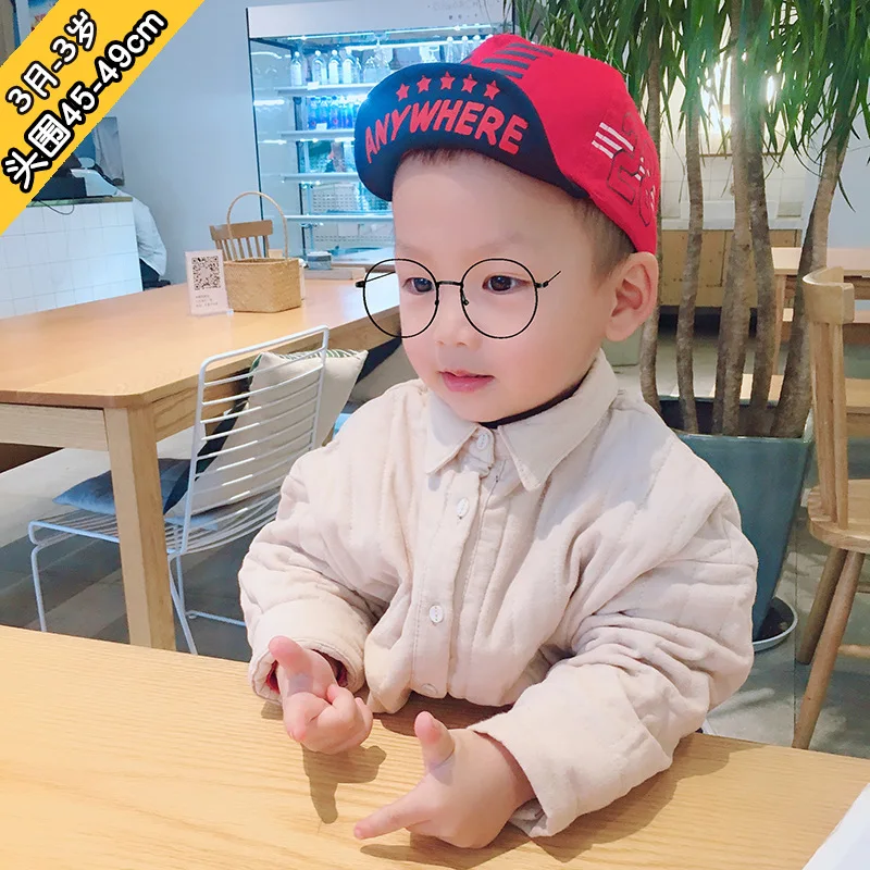 

3m to 3t new children's hats with han edition fashion baby hip-hop alphanumeric flanging outdoor cap sun hat toddler hat XA 242