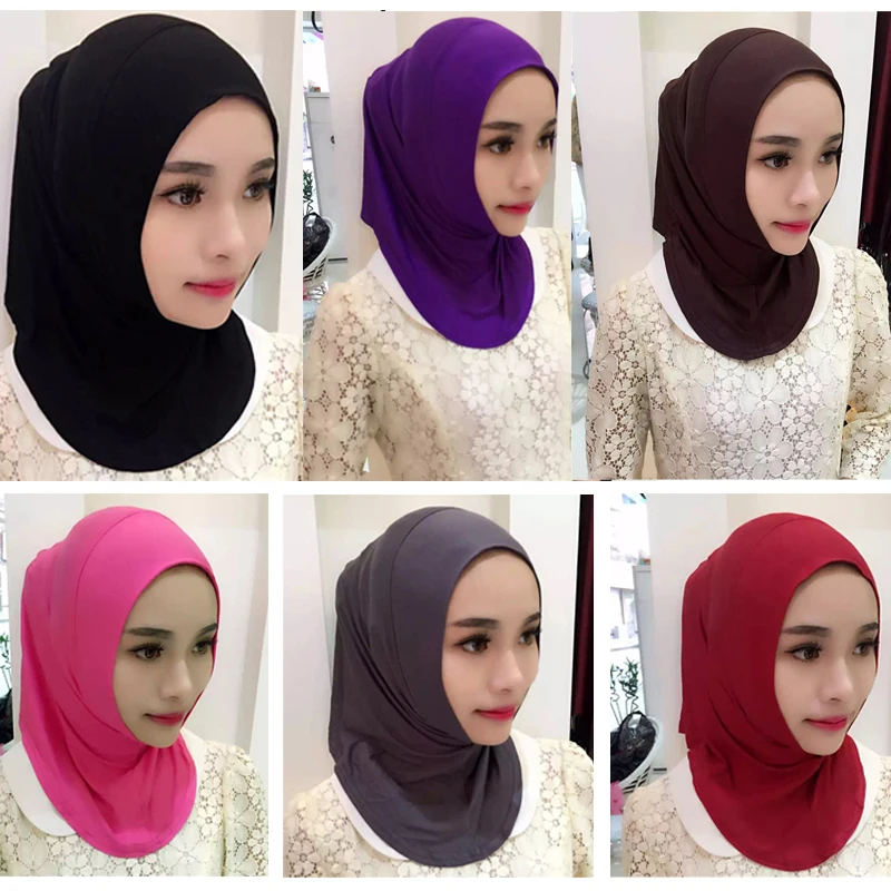 Women Muslim Cotton Hijab Full Over Islamic Elastic Underscarf Women Hijabs Comfortable 9 Colors