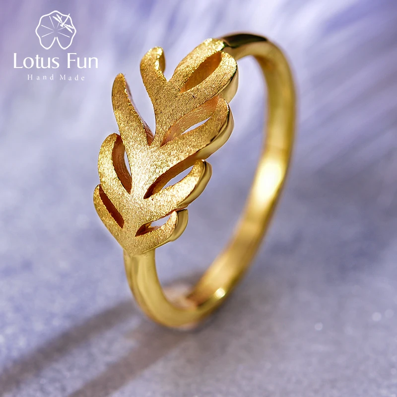 Lotus Fun Настоящее 925 пробы серебро натуральный креативный ручной работы дизайнер ювелирные украшения минималистский кольца с перьями для женщин Bijoux